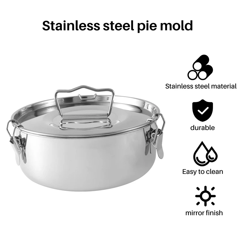 Stainless Steel Flan Mold With Lid And Easy Lift Handle, Accessories For 6, 8 Qt Baking, 2-Qt Cake Pan