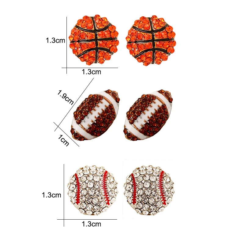 Neue Mode Kristall Baseball Ohr stecker für Frauen Strass Fußball Volleyball Basketball Softball Sport Ohrringe Schmuck