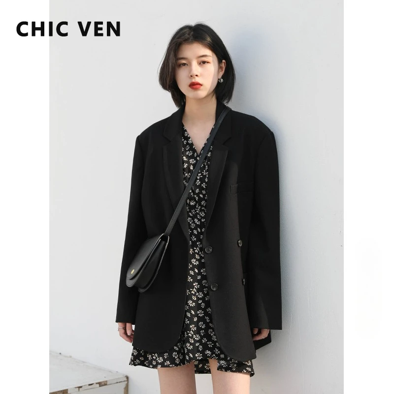 

CHIC VEN Women's Blazers Casual Solid Long Sleeve Office Lady Coats Korean Elegant Fashion Feamale Clothing Spring Autumn 2025