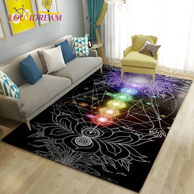 Rainbow 7 Chakra Mandala Bohemia dywan do składania, dywan dywan do salonu sypialnia Sofa wycieraczka dekoracji, joga antypoślizgowa mata podłogowa