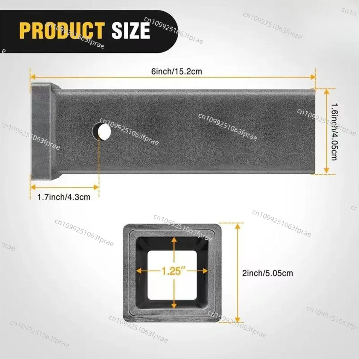 Trailer Receiver Adapter for 1-1/4 x 6 Combo Bar Trailer Receiver Auto Parts