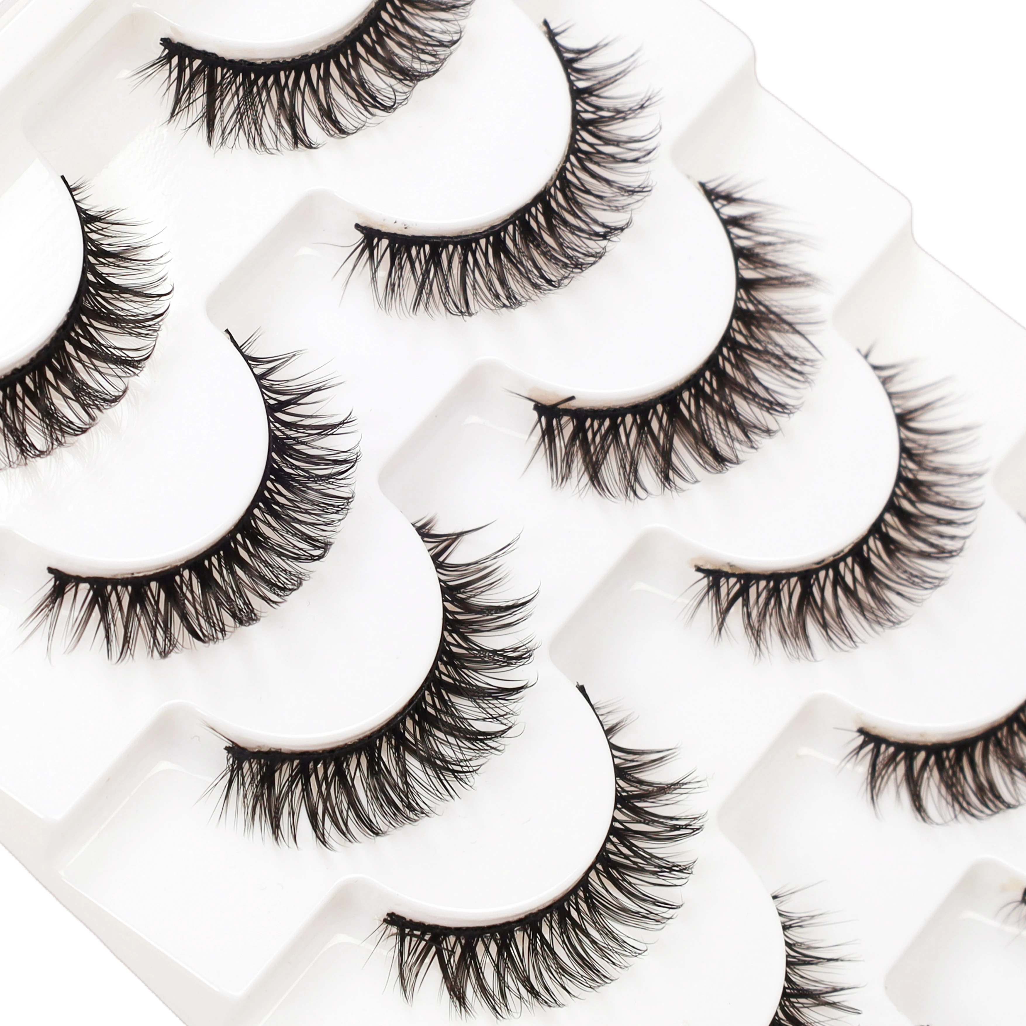 ヨーロッパ＆アメリカン 7ペア 厚め ナチュラルまつげエクステ フェイクキャットアイ ロシアンつけまつげ