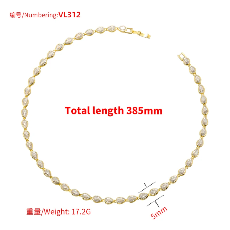 ZHUKOU heart cz stones necklaces for women heart women bracelets water drop necklaces for lady Summer Jewelry wholesale VL311