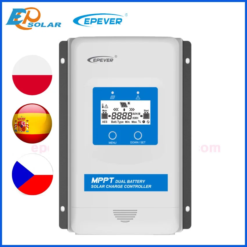 

EPever 10A 20A 30A MPPT Dual Battery Charge Controller DR1206N DR2210N DR3210N DuoRacer Series Solar Panel Charger Regulator DDS