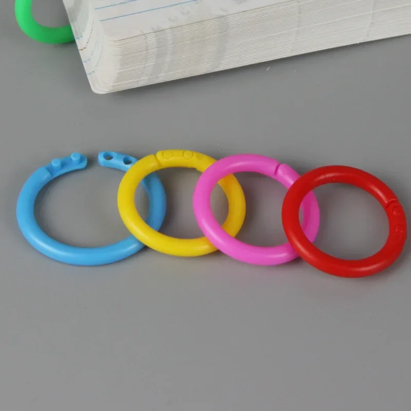 50pcs Plastic Ring Binder and Hole Punch DIY Albums Circle Loose-leaf Book Hoops Opening Office Binding Supplies Photo Album