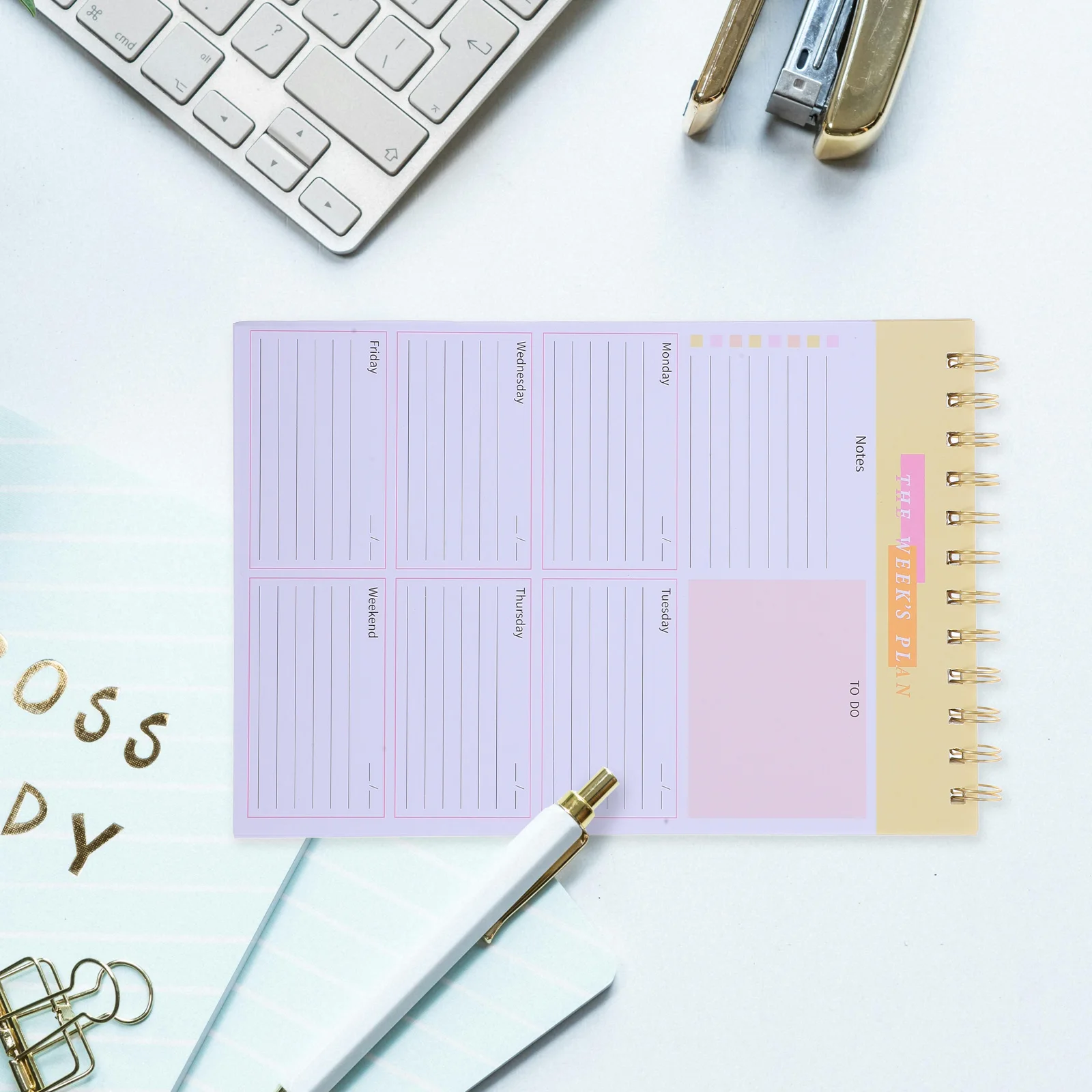 

Weekly Planner Notepad Notebook Academic Spiral Cute School Supplies Iron Desk Daily Task