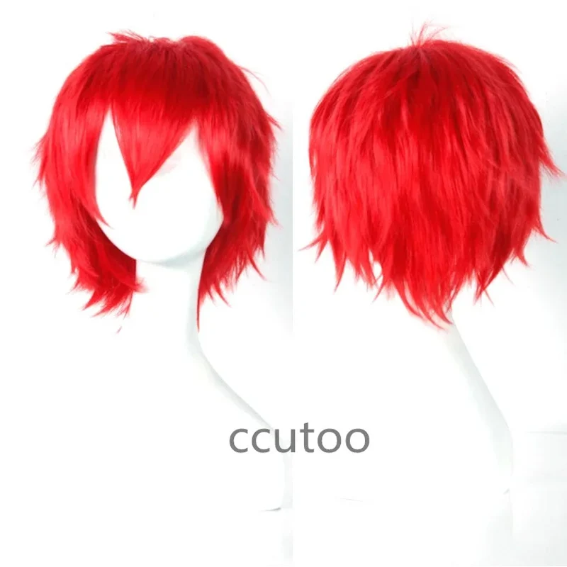 ccutoo Blue Short Fluffy Layered 30cm Date A Live Shido Itsuka Synthetic Hair Cosplay Full Wigs Heat Resistance Fiber