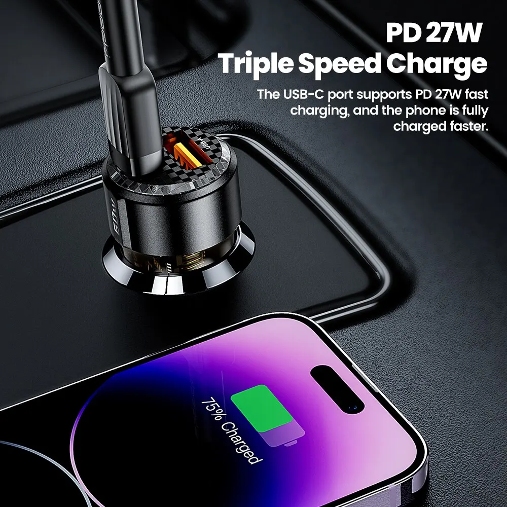 Toocki 60W Car Charger 30W Quick Charge Transparent Case PD 27W for iPhone 15 14 13 12 Xiaomi Poco Samsung Fast Charger Charging