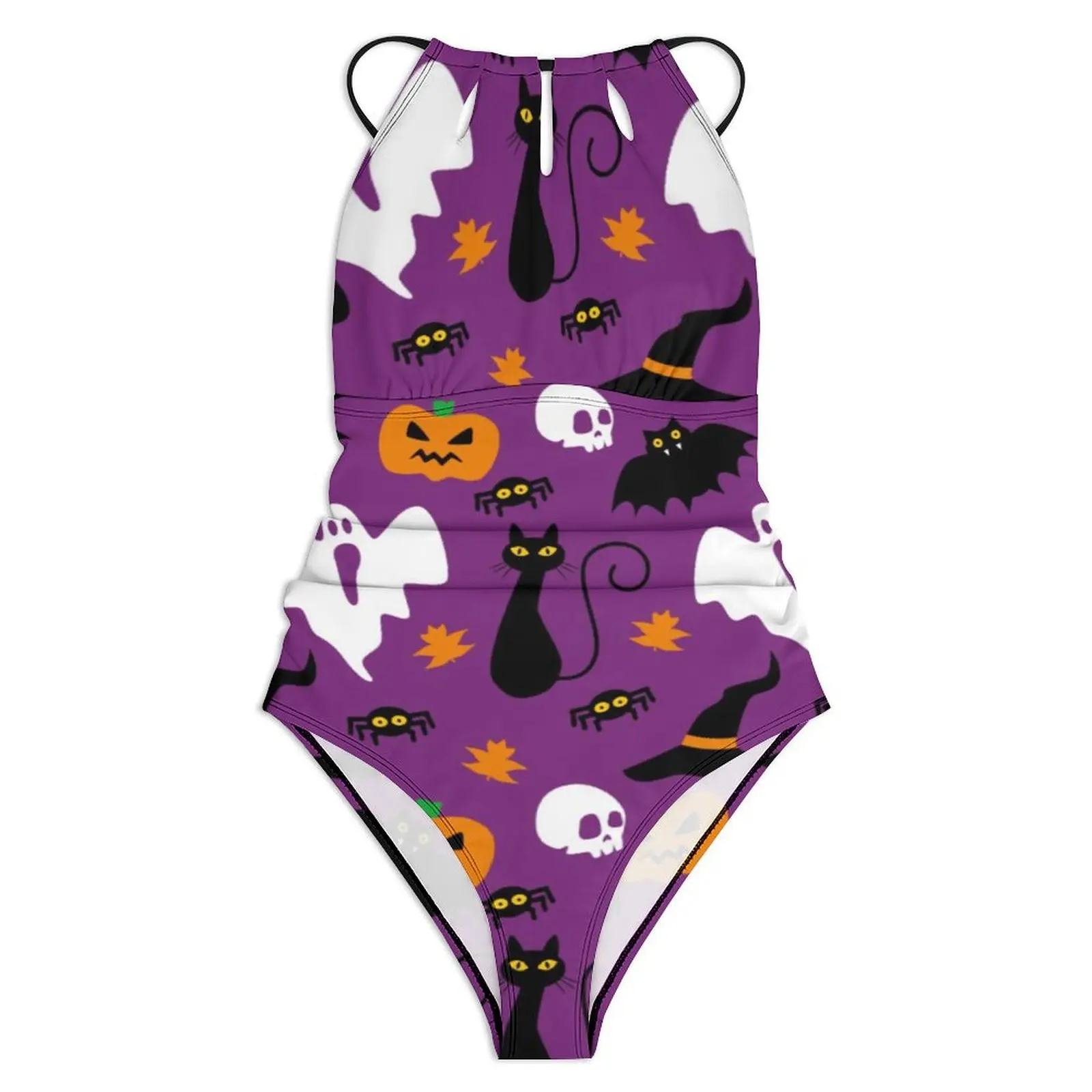 Spooky Ghost Swimsuit Sexy Cute Halloween Print One-Piece Swimwear Push Up Swimsuits Kawaii Sport Bathing Suit