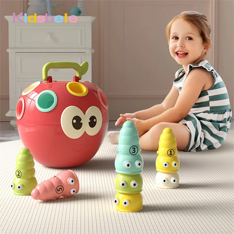 

Cute Apple Shape Sorting Motor Skills Toys Montessori Toddlers Toy Funny Apple Shaped Catch Worms Game Toy