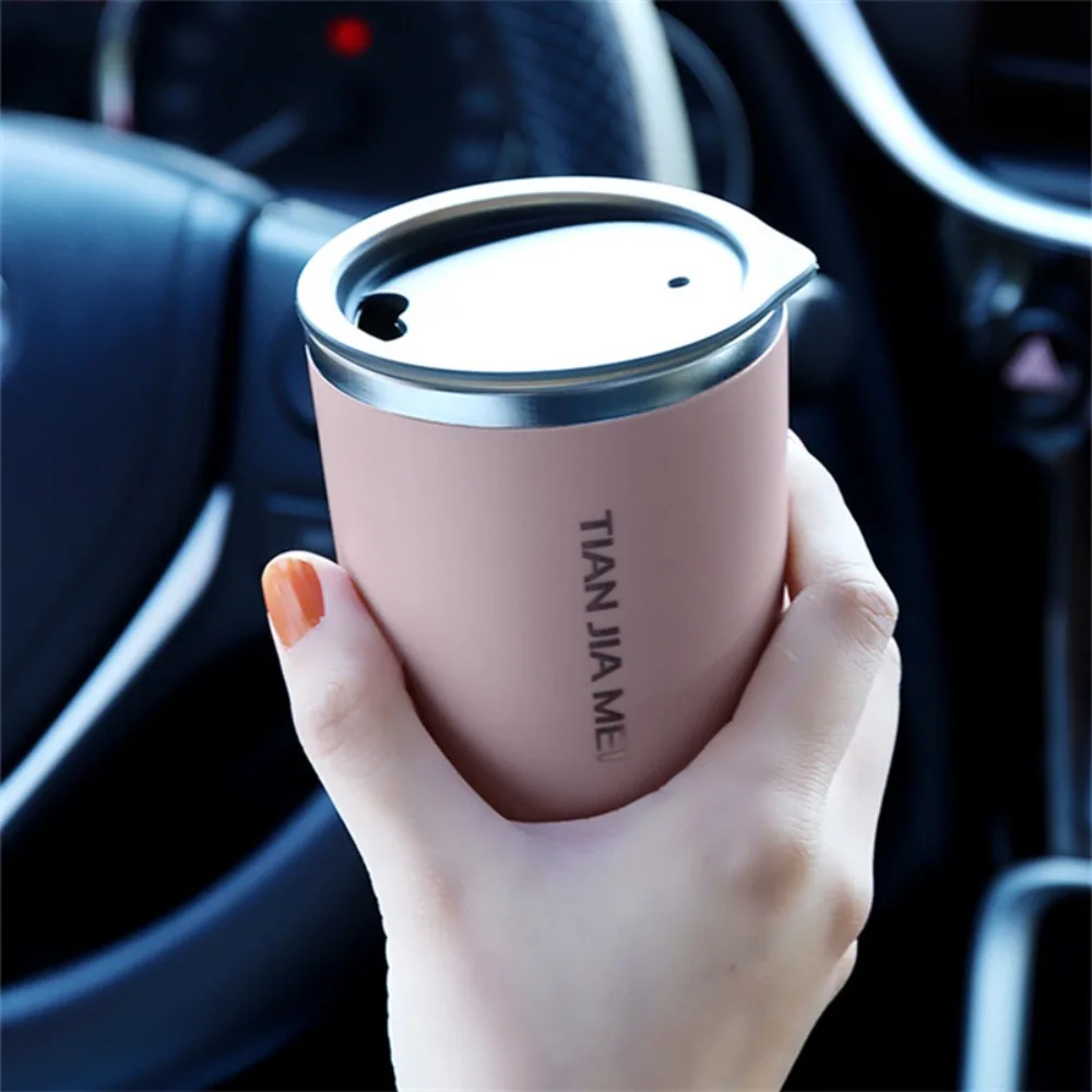 300ml Stainless Steel Coffee Mugs Thermos Cup Tea Coffee Water Cup Vacuum Insulated Travel Mug Car Mugs Household Office Mug