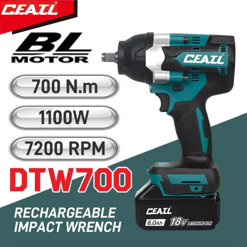 

Brushless DTW700 Electric Impact Wrench Cordless Electric Wrench 1/2 inch for Makita 18V Battery Screwdriver Power Tools