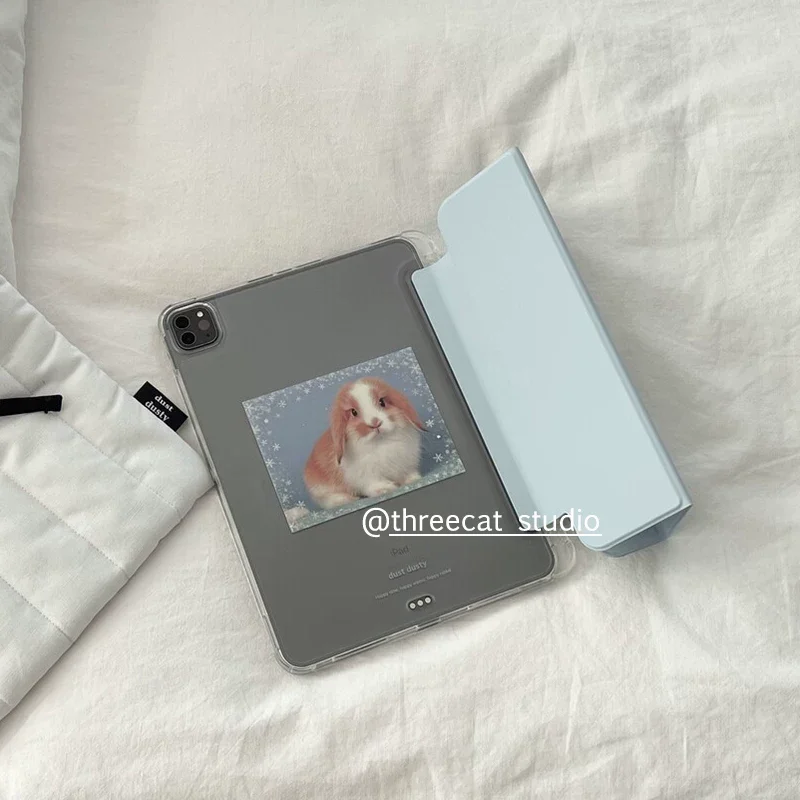The Snowy Rabbit Bunny Blue Tablet Cover For iPad 10th 11th Gen 7/8/9 10.2'' Case For Air 4 5 6 7 11 Air 2 9.7 Pro 11 Mini 6 7