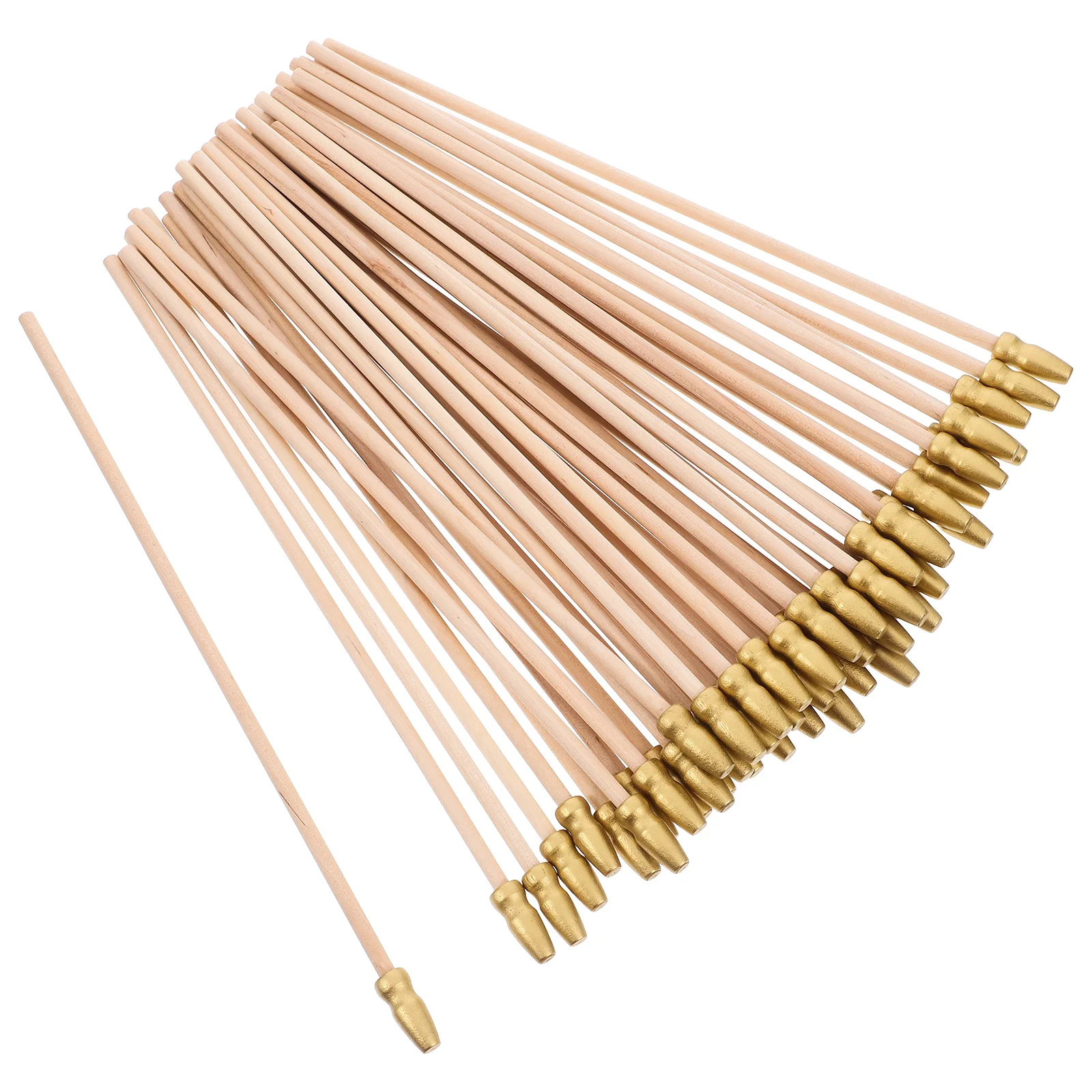 

50Pcs Mini Wooden Flag Rods Gold Cap Handheld Flag Sticks Sturdy for School Projects Parties Parades Mini Flags Sticks