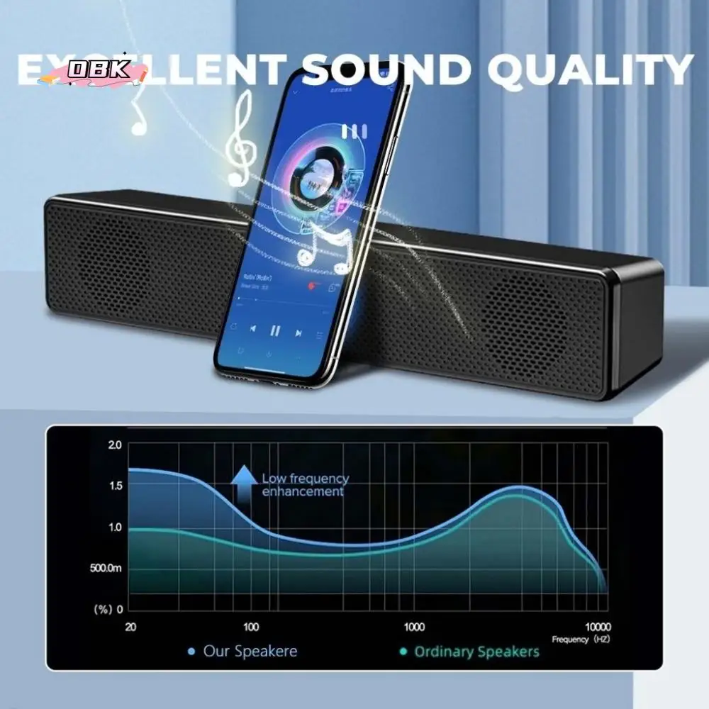 مكبر صوت USB محمول بمقبض سلكي ومكبرات صوت طويلة وموسيقى ستيريو سوداء محيطة للهاتف المحمول #1