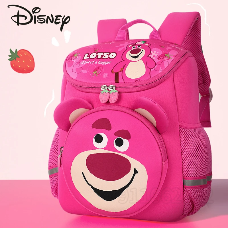 Disney Strawberry Bear Original New Girls Backpack Luxury Brand Girls\' School Bag Cartoon 3D Fashion Children Cute School Bag