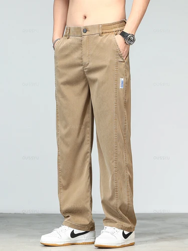 Imagen 2 del producto Pantalones vaqueros ultrafinos de alta calidad para hombre, Vaqueros rectos sueltos de tela Lyocell suave, diseño informal, talla grande, M-5XL, Verano