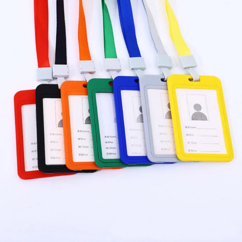 Double Sided Transparent Badge Holder with Lanyard Working Permiit Case ID Tag Pass Employee's Work Card Cover Sleeve Neck Strap