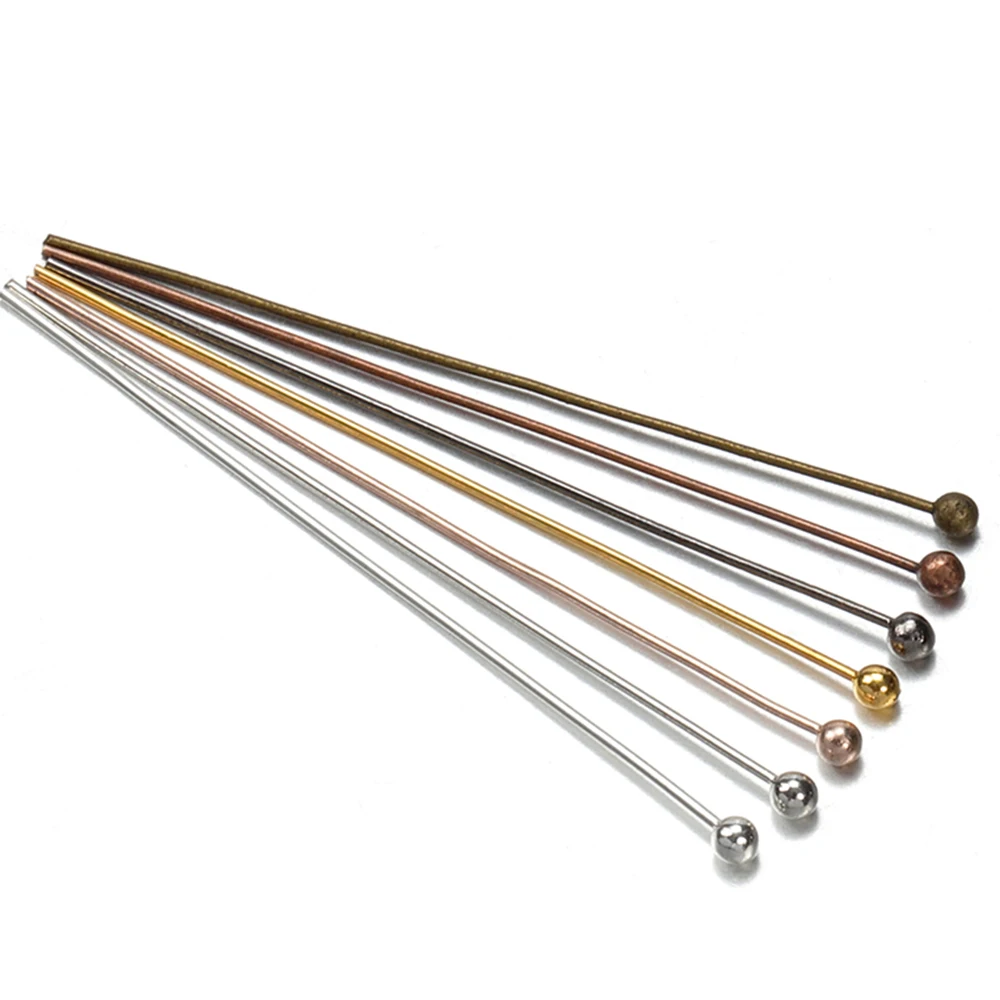 200pcs Metal Ball Headpins 18-40mm Several Color for Jewelry Making DIY Earrings Bracelet HeadPins Needlework Supply Accessories