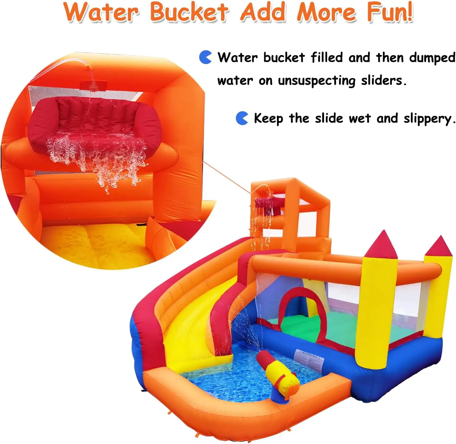 HuaKastro Inflatable Water Slide Bounce House for Kids with Pool, 5-in-1 Indoor/Outdoor Blow Up Play Center for Climbing, Slidin view 4