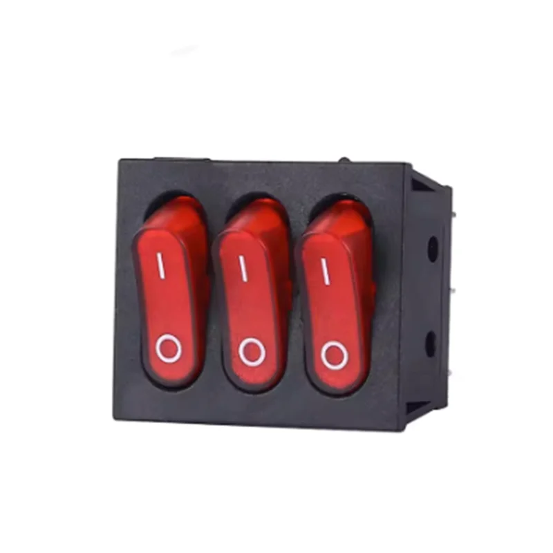 1PCS On-Off KCD3 9Pin Red 15A 250V 20A 125V AC Light Boat Car Rocker Switch KCD3-303 KCD3 Triple Light Switch Button