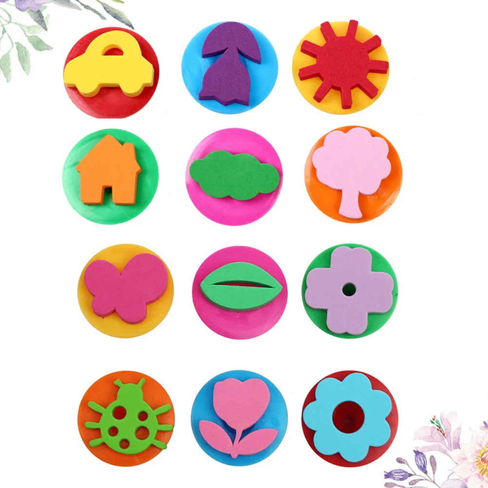 

2Set Graffiti Stamper Drawing Tools 12 Cartoon Patterns Plastic Eva Material DIY Kids Graffiti Stamp Painting Roller Seal