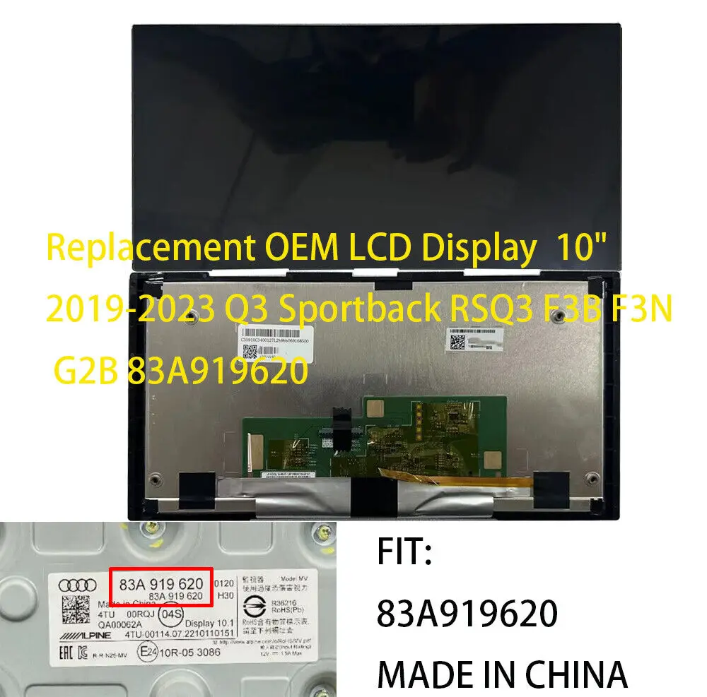 Replacement OEM LCD Display With Touch screen For AUDI Q3 Sportback RSQ3 F3B 83A-919-620