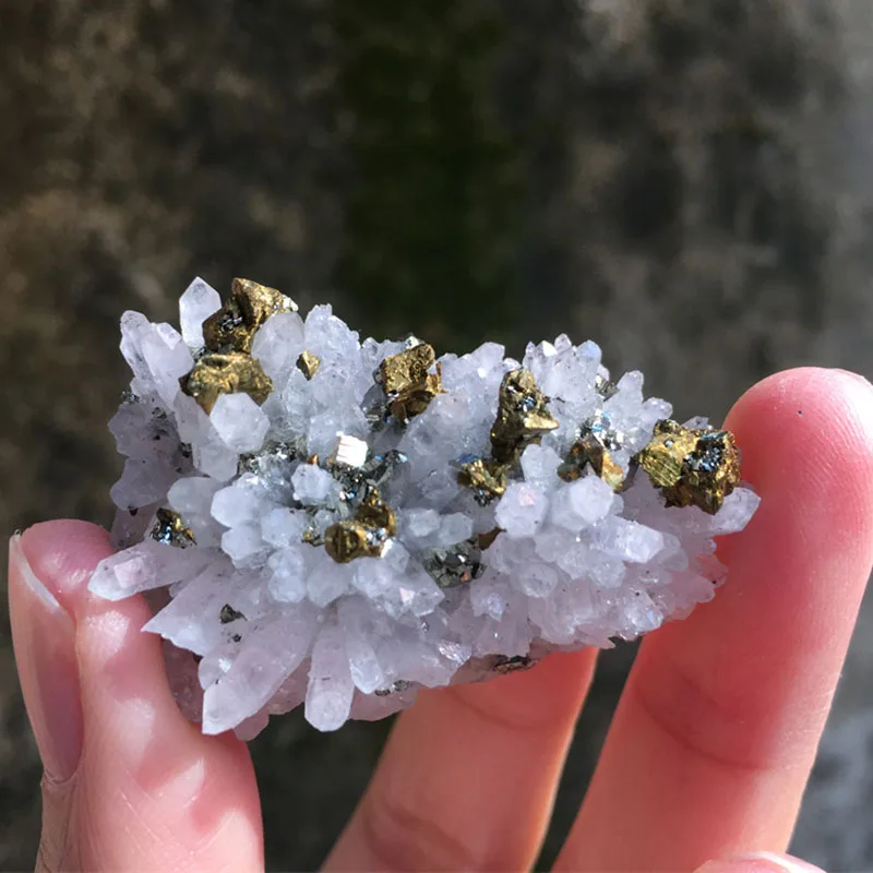 100% Natural Crystal Quartz With Pyrite Or Chalcopyrite Symbiotic Specimen Home Decor Meditation Energy Healing Stone