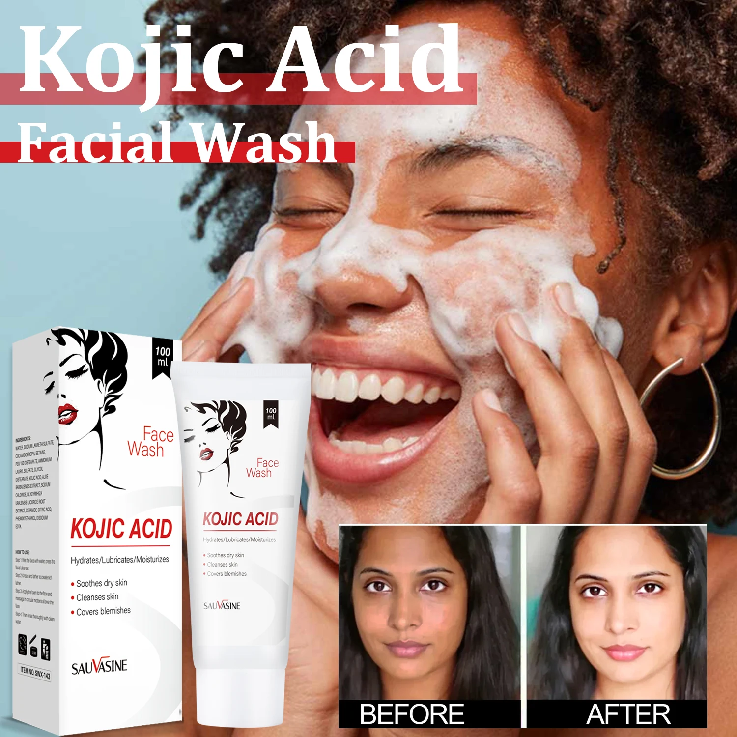 

Powerful Skin Whitening Face Cleanser with Kojic Acid for Clear and Bright Skin