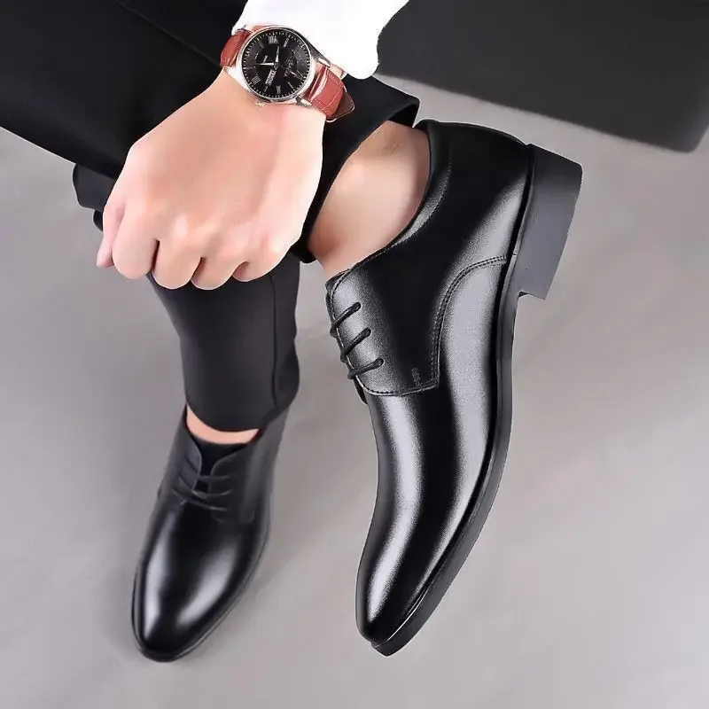 Spring Autumn Dress Shoes Man Office Pointed Toe Social Shoe for Men Suit Leather Casual Elegant and Classic 2024 Style Clothing image 3