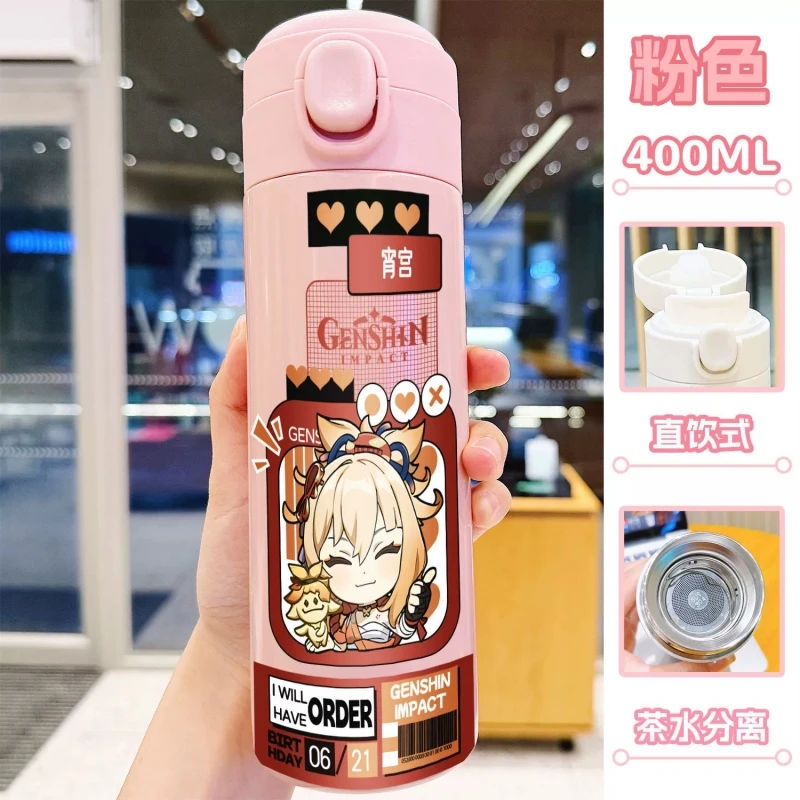 400ml Thermos Cup Game Genshin Impact Cartoon Nahida Naganohara Yoimiya 316 Stainless Steel Water Coffee Cup Students Gift