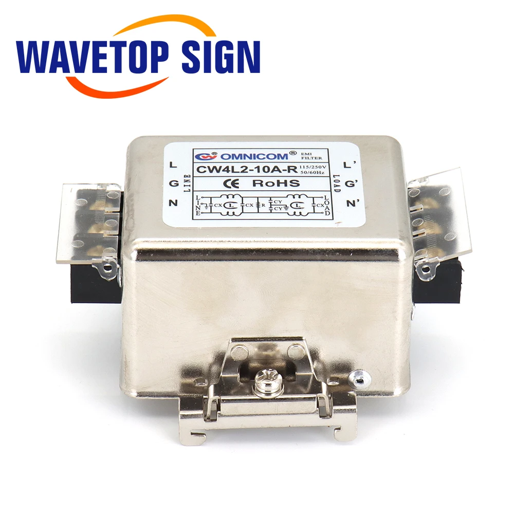 WaveTopSign CW4L2-A-R Series 220VAC Power Filter 6A 10A 20A 30A Rail Type For Co2 Laser Cutting and Engraving Machine