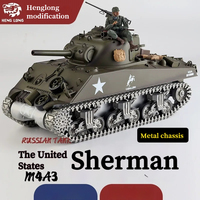 Henglong American M4a3 Sherman Electric Remote-Controlled Tank Alloy Material Smoking Telescopic Gun Barrel Military Model Toy