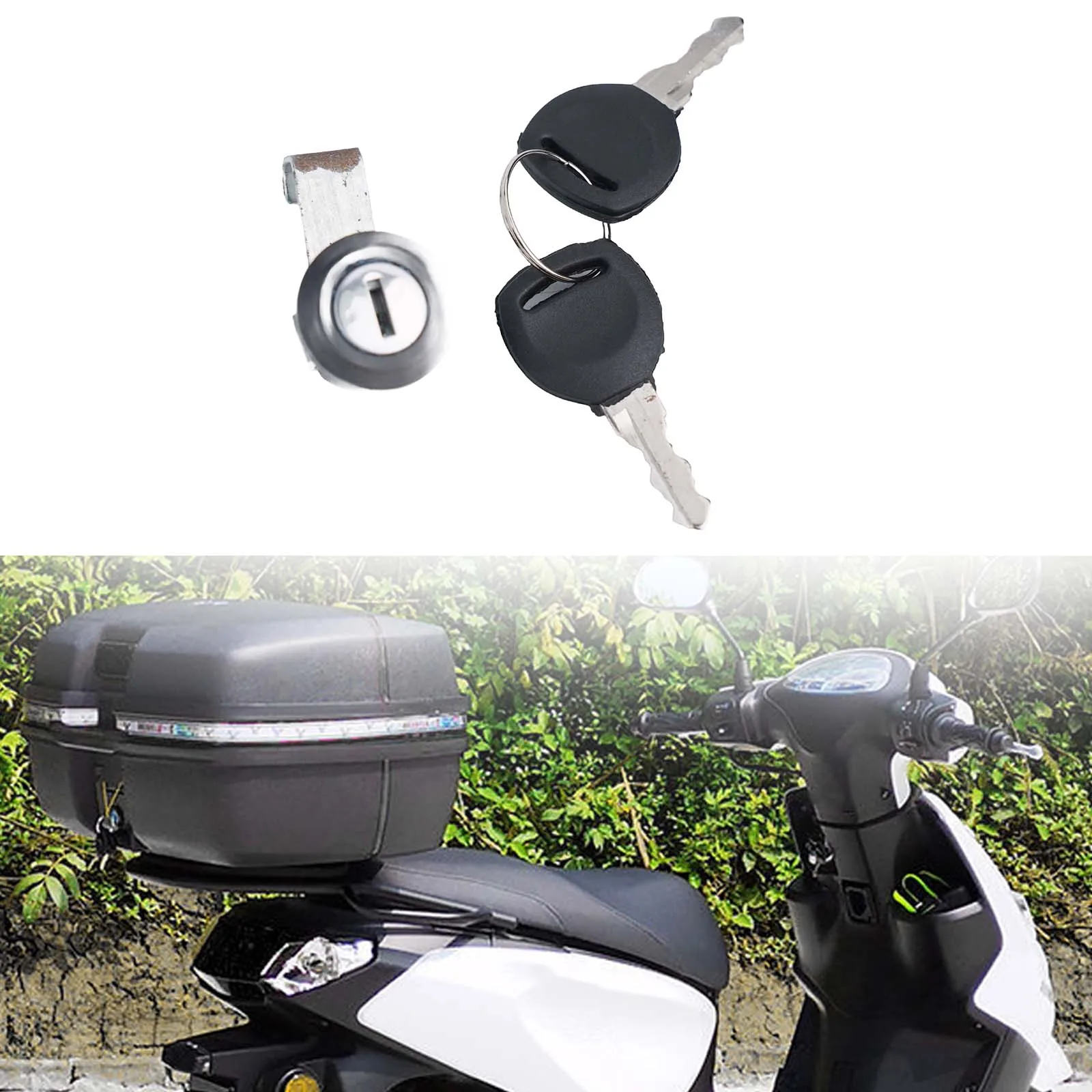 Electric Bicycle Metal Trunk Lock With Buckle 2 Keys Motorcycle Scooter E-Bike Rear Trunk Lock Cycling Safety Locks Accessories