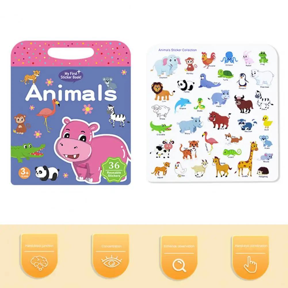 Educational Stickers for Toddlers Sticker Book with Diverse Educational Travel Sticker Book Reusable Washable Fun for Toddlers