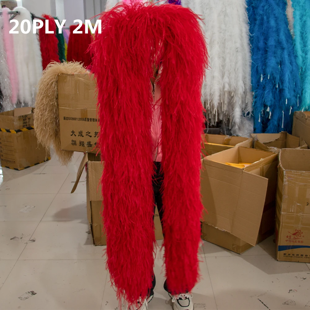 10/20Ply Natural Ostrich Feathers Boa 2/3/4 Meters Fluffy Ostrich Feather Shawl for Wedding Party Dress Sewing Decoration Scarf