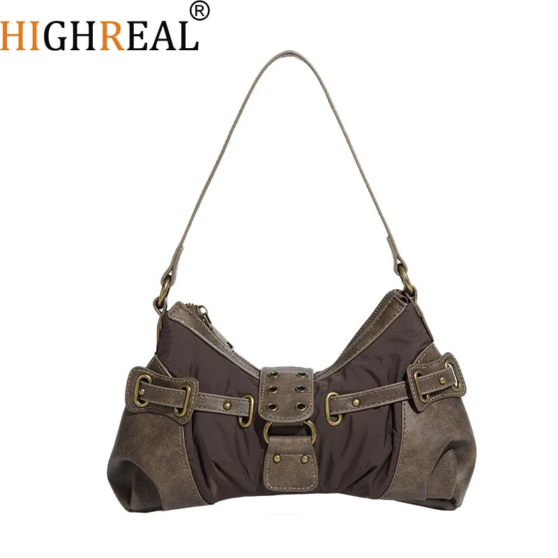 

England Style Bags For Women Luxury Designer Handbags And Purses New In Polyester Vintage Rivet Small Underarm Shoulder Bag