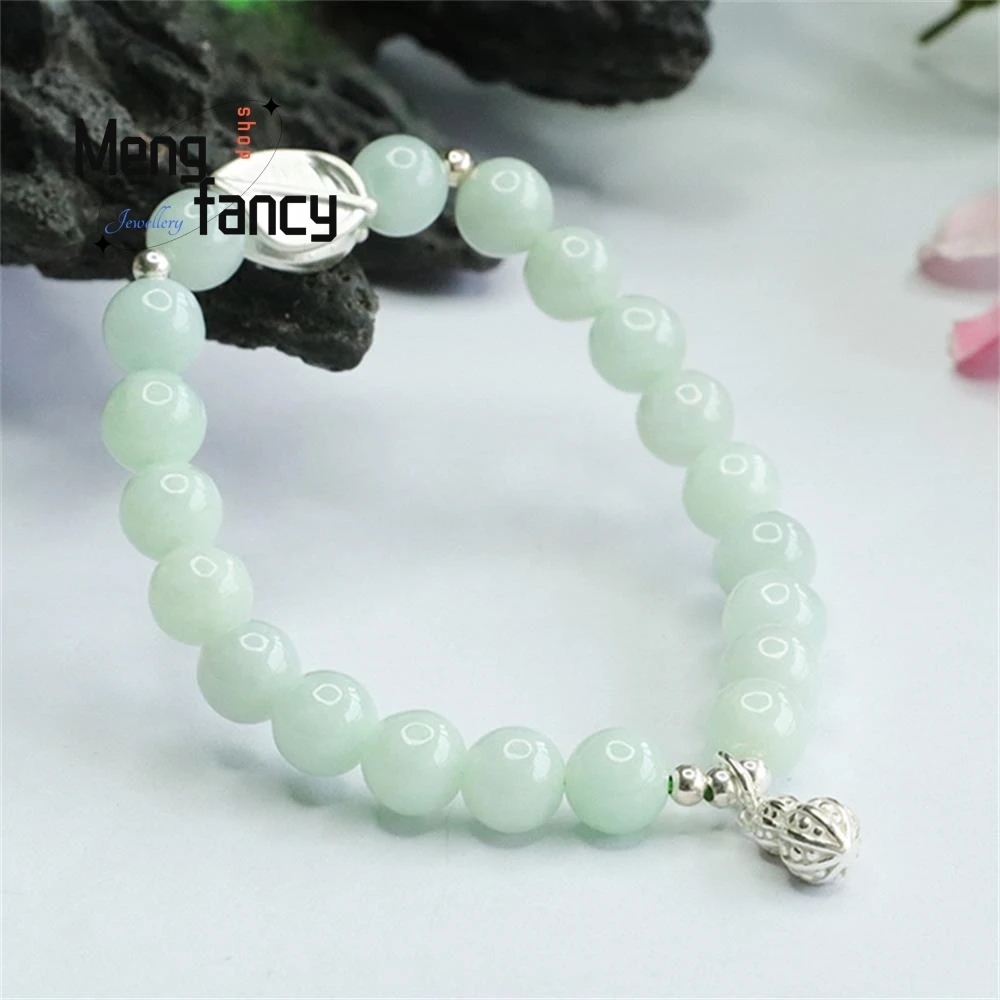 Natural Myanmar A-goods Jadeite S925 Silver Peanut Leaf Bracelet Exquisite Elegant Simple High-grade Luxury Quality Fine Jewelry