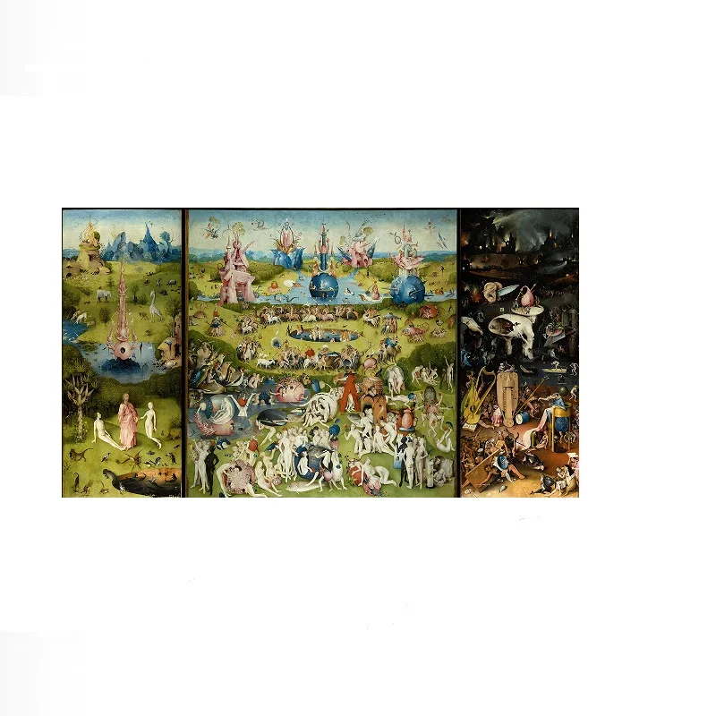 The Garden of Earthly Delights painted by Hieronymus Bosch, Art Print Canvas Poster, Living Room Decor, Home Wall Picture