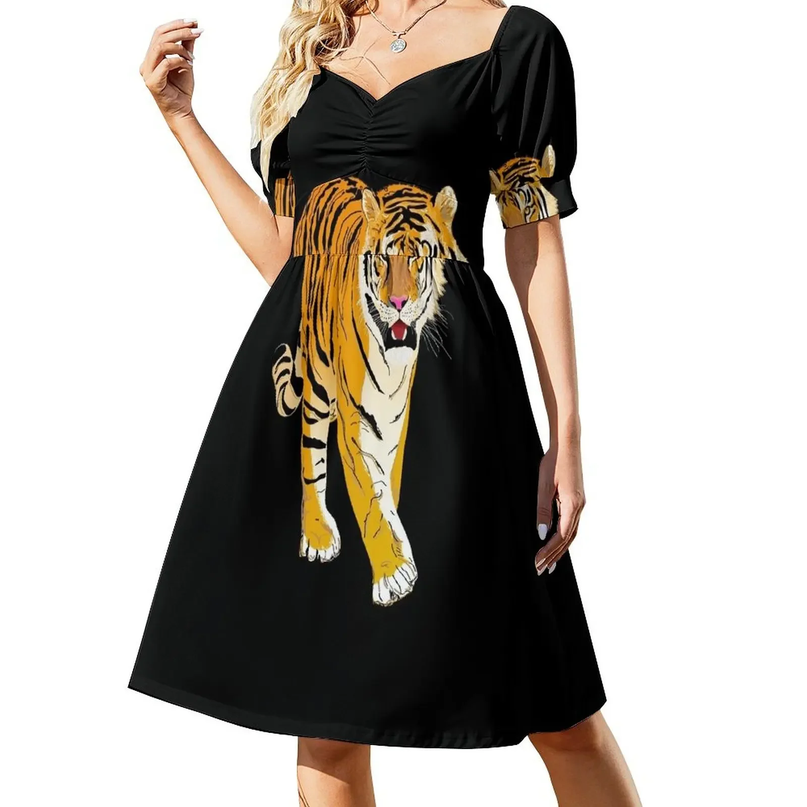 

Tiger Short-Sleeved Dress women's clothing trend 2025 dresses for womens 2025 Elegant gown Dress