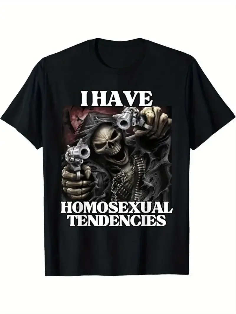 قد يكون لديك التوحد مضحك الهيكل العظمي الصلب ميمي تي شيرت الجرافيك تي شيرتات قصيرة الاكمام Harajuku بلايز للجنسين أسود المتضخم تي شيرت #1