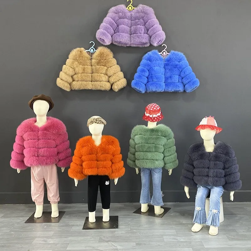 

Children's Fur Jacket Real Fox Fur Childs Fur Jacket Suitable for Girls and Boys Aged 1-13 Years Old Kids Fur Jacket Universal