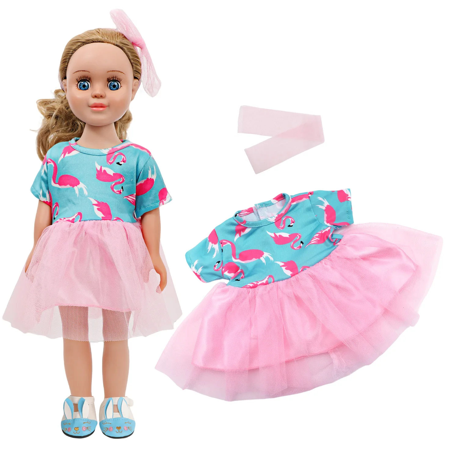 

Doll clothes and shoes hot sale 18-inch American doll gauze skirt 43cm Eve doll doll clothes accessories