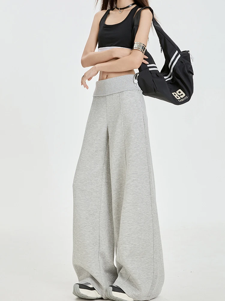 Wijde pijpen broek dames twee in één uitlopende taille ontwerp veelzijdige hot girl mode broek slim fit losse casual broek herfst