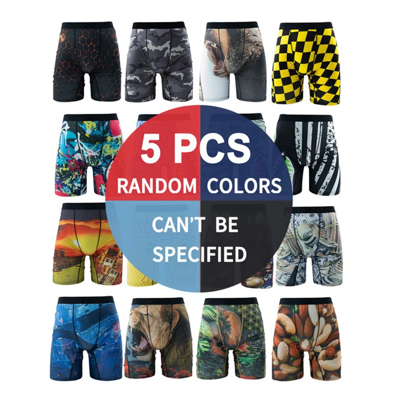 5Pcs Men Sexy Underwear Boxers Breathable Summer Men's Panties Fashion Print Underpants Male Plus Size L-XXL Man Boxers Trunks