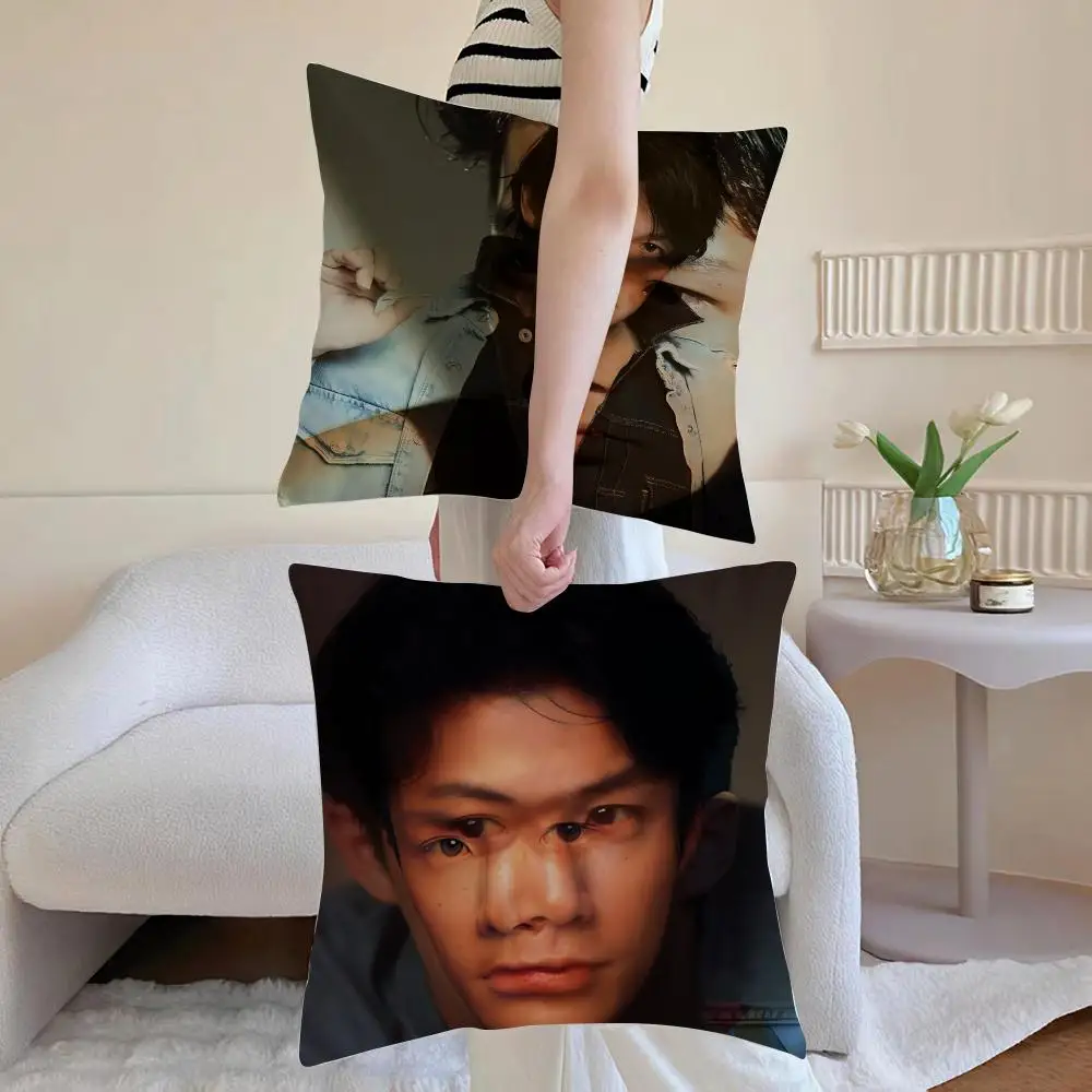 Masaharu Fukuyama Actor Cushion Cover Anti-dustmite Pillowcase Invisible zipper silky short plush Sofa cushion cover