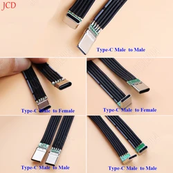 USB 3.1 Type-C Flat Flexible Cable 40K 60Hz Type-c Male to Male/Female Data L-shaped Elbow Right Angle DIY Flat Silicone Cable