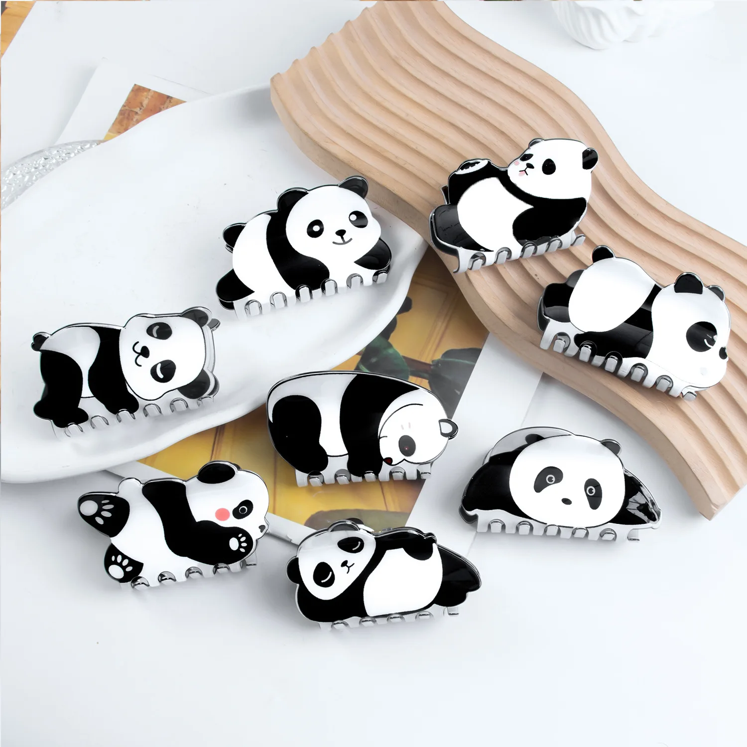 YHJ Naughty Panda Hair Claw Lovely National Treasure Crabs Hair Claw Clip Shark Hair Accessories for Women Girls