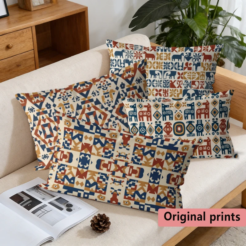 Bohemian Geometric Farmhouse Pillow Covers Suitable For Sofa Bedroom Car Pillow Cover Cushion Rectangular Back Cushion