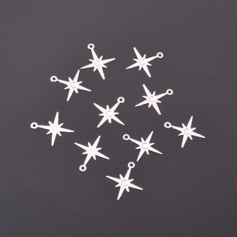 100 Stück AC12395 1,4*1,2cm Mini-Sternanhänger aus Messing, Blätter-Schmuckzubehör – Detail 8
